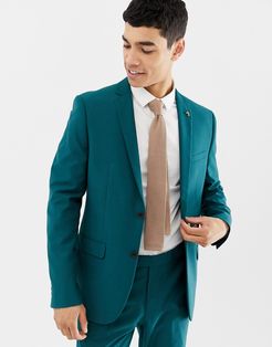 Farah Henderson skinny suit jacket in teal-Green