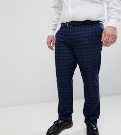 Farah Hurstleigh skinny fit check suit pants in navy Exclusive at ASOS-Blue