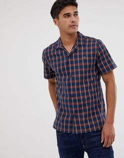 Phantom short sleeve check shirt in navy