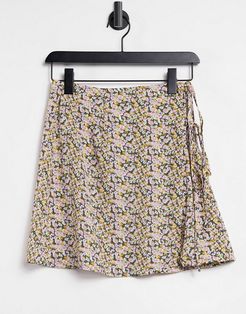 Exclusive wrap mini beach skirt with tie detail in floral - part of a set-Multi
