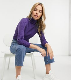 high neck sweater in cable knit-Blue