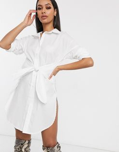 shirt dress with high side splits in white