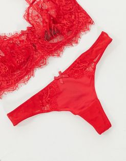 Pulse eyelash lace thong in red