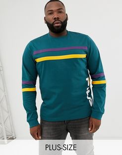 Plus Black Line Daniel Long Sleeve T-Shirt With Logo In Green