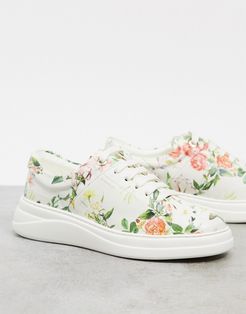 anouk lace up sneakers in floral-Multi