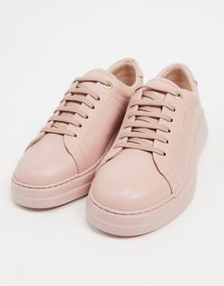 anouk leather lace up sneakers in rosewater-Beige