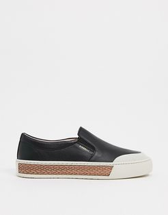 vita leather slip on sneakers in black