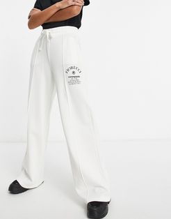 set Commended logo wide leg trackpants in white