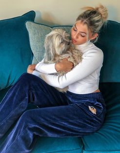 velour sweatpants in navy