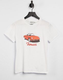 vintage car logo T-shirt in white