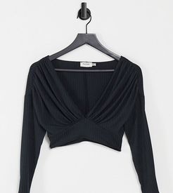 Flounce Maternity batwing gathered top in black