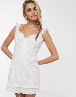 For Love & Lemons Azalea lace up mini dress-White