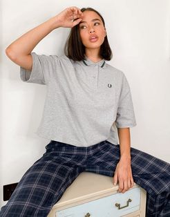 oversized pique shirt in gray-Grey