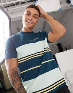 striped t-shirt with contrast panel in navy