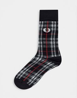 tartan socks with embroidered logo in black