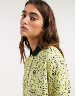 x Precis botanical print oversize polo shirt in multi-Yellow