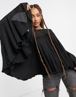 On The Weekend oversized drape top in black