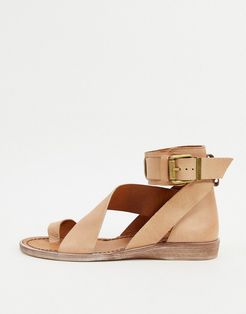 vale asymmetric strap sandals in taupe-Neutral