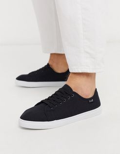 canvas lace up plimsoll-Black