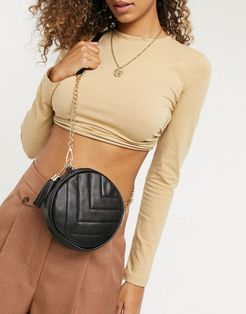 circle quilted bag in black