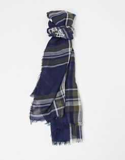 classic scarf in blue and maroon stripe print