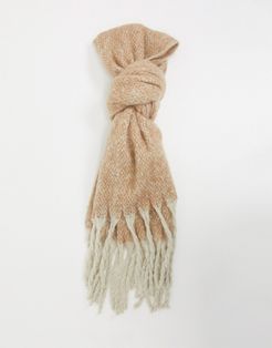 contrast tassel scarf in beige-Neutral