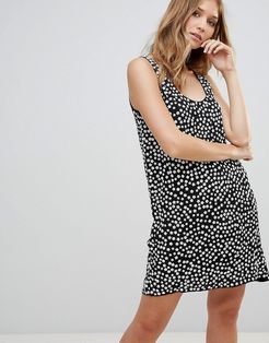 Dorothy Drape Print Shift Dress-Black