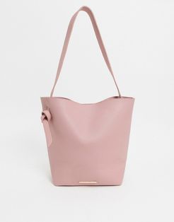 Faux Leather Slouchy Tote Bag-Pink