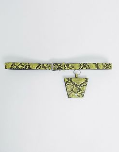 neon yellow snakeprint belt with bag attachment