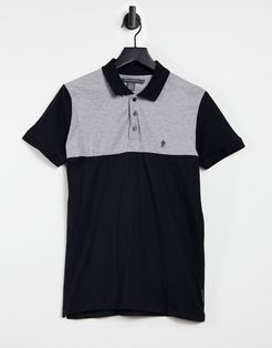 polo with contrast collar in black and gray