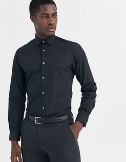 slim fit poplin shirt-Black