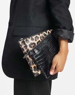two pouch bag in black animal print