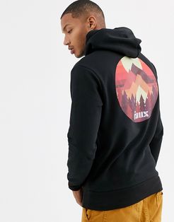 beyond back print graphic hoodie-Black