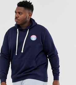 Plus loveset back print hoodie-Navy