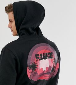 Tall mellow back print hoodie-Black