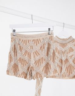 Club highwaisted embellished short two-piece-Gold