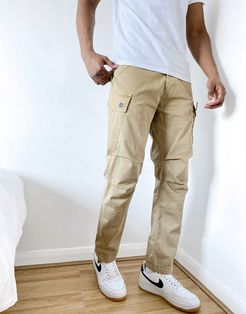 Atoll zip 3D straight tapered fit cargo pants in sand-Stone