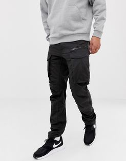 Rovic tapered fit zip 3D cargo pants in black