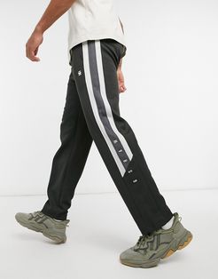 side stripe sweatpants-Black