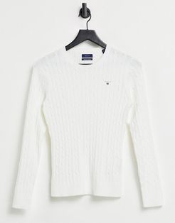 cable knit sweater in ecru-Beige