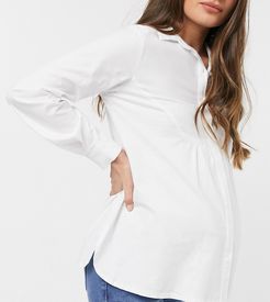 gathered back shirt in white