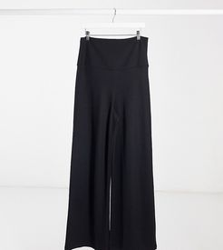 over-the-bump wide leg pants in black