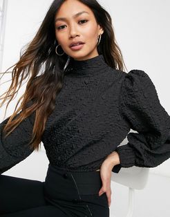 cocoon sleeve backless blouse with bow in black