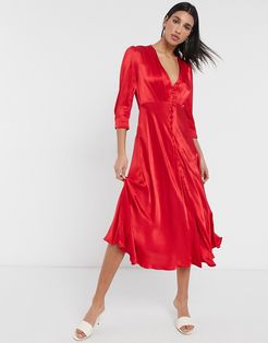 Madison button dress in red