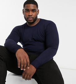 Plus premium muscle fit stretch crew neck sweater-Navy