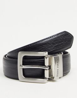 reversible leather smooth and grain belt-Black