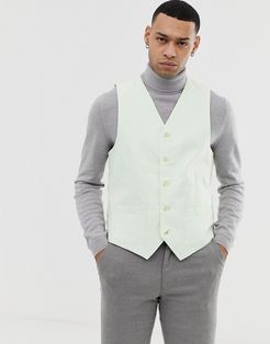 Wedding 55% Linen Slim Fit Vest-Green