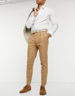 wool-blend carrot fit ankle grazer smart pants-White