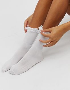 frill ankle sock in white
