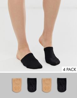 mule 4 pack sock in black and beige-Multi